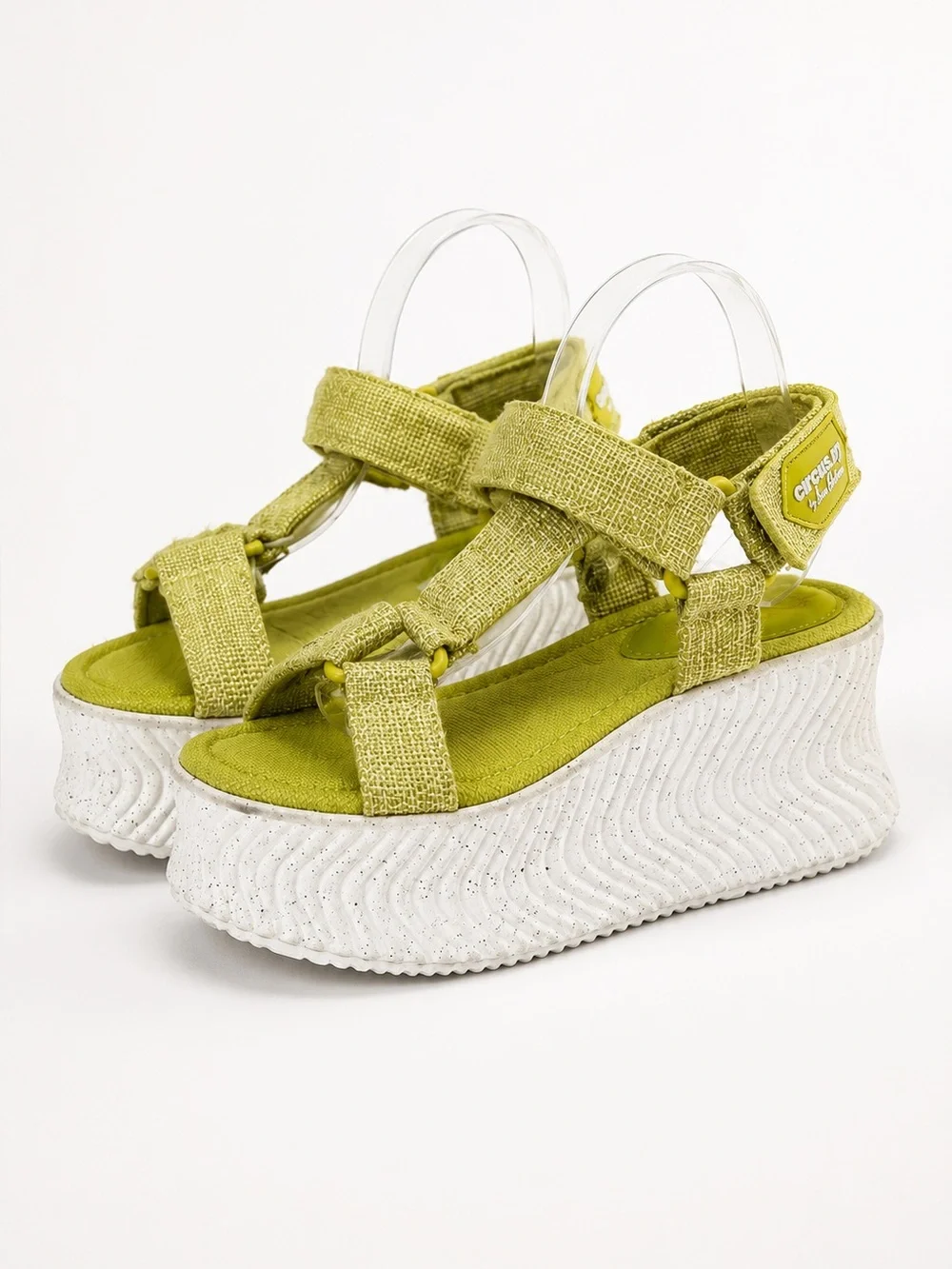 Circus NY by Sam Edelman Platform Sport Sandals Lime Green Wedge Hook & Loop 8.5